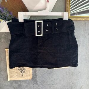 Garage Black Corduroy Skirt with Belt